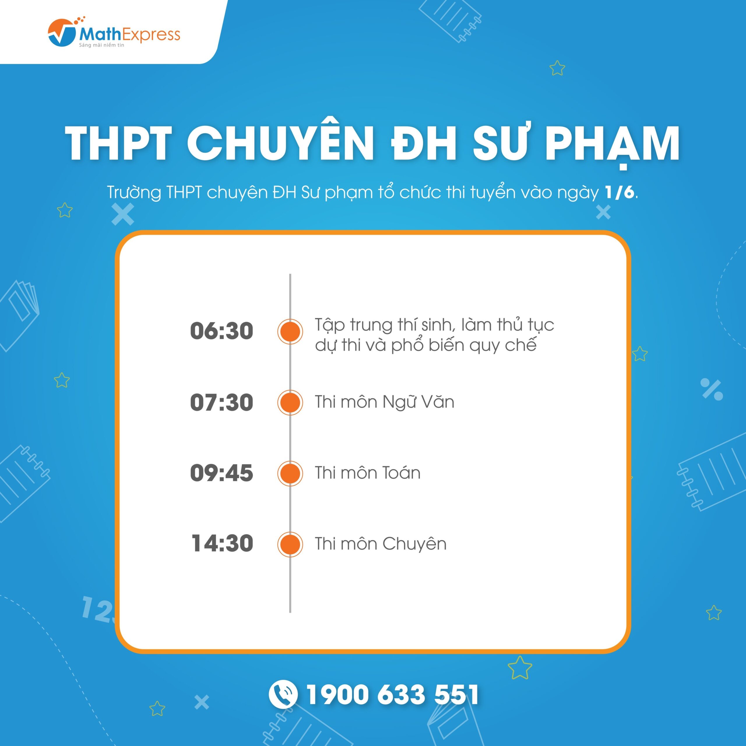 Lịch thi THPT chuyên ĐH Sư Phạm