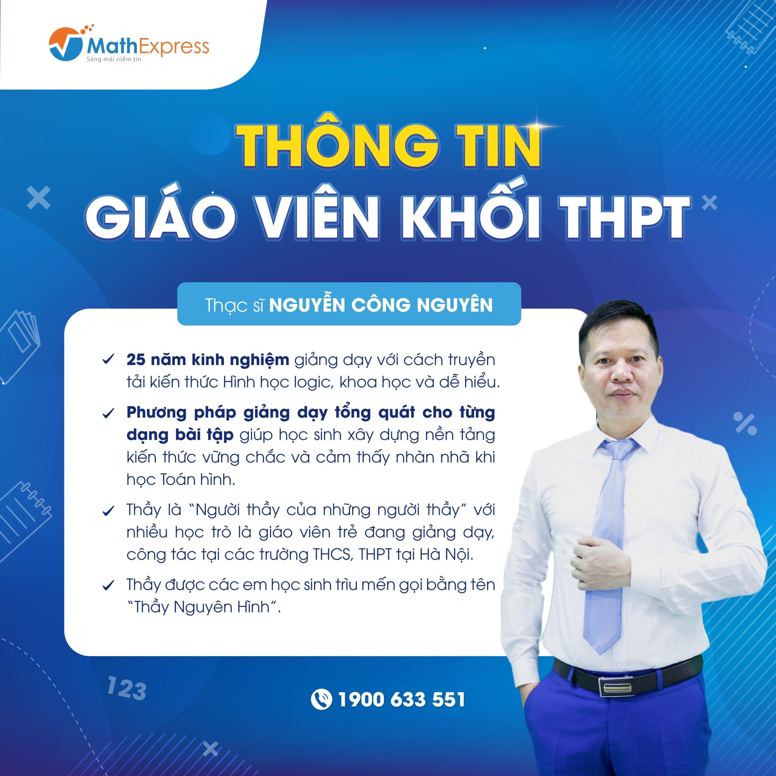 Thầy giáo Nguyễn Công Nguyên - Giáo viên phụ trách môn Toán Hình lớp 10 tại MathExpress