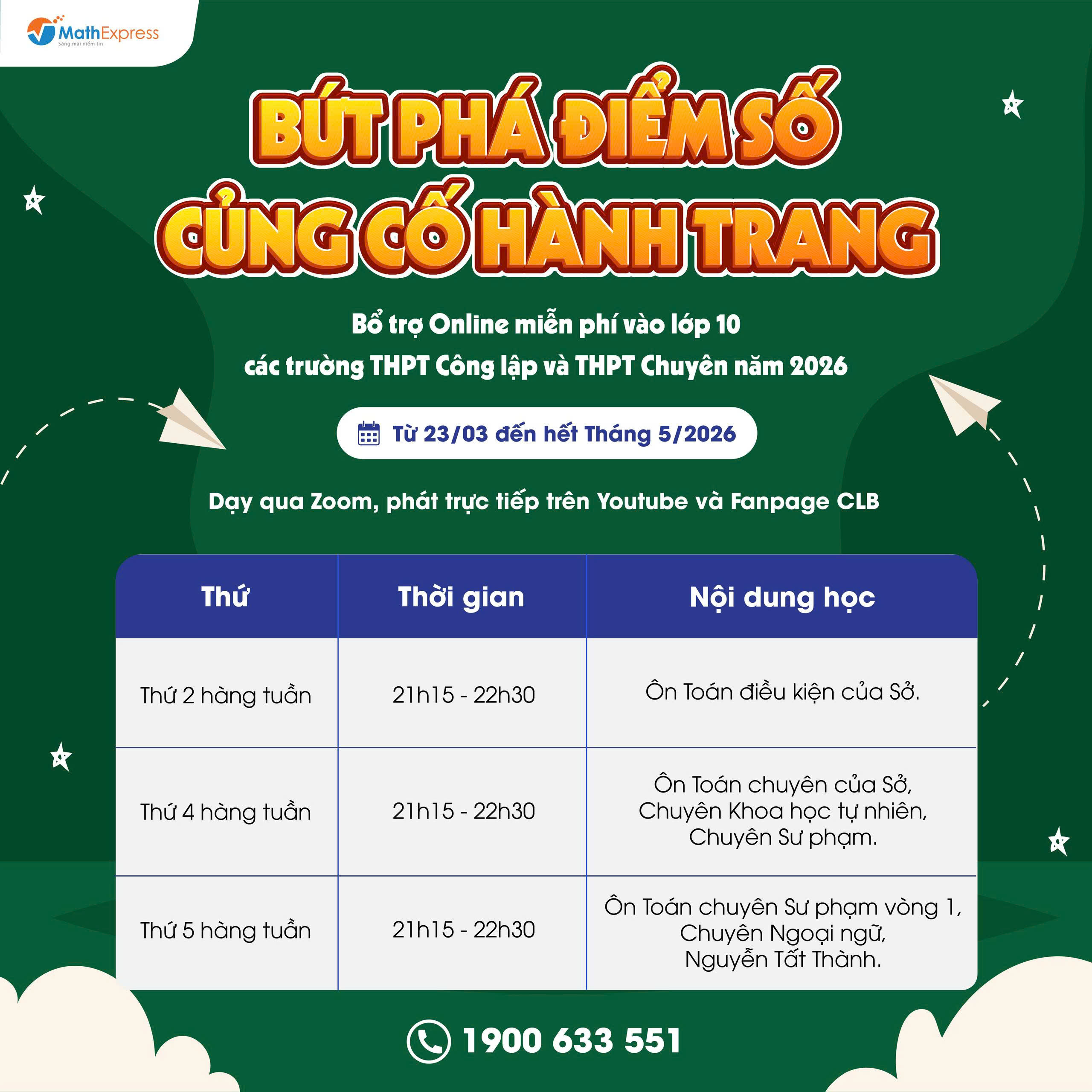 MathExpress tổ chức chương trình livestream ôn thi vào lớp 10 miễn phí