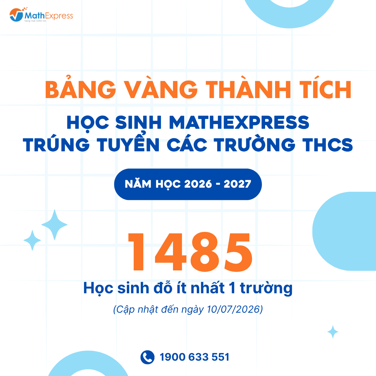 Học sinh MathExpress đạt thành tích cao trong kỳ thi vào lớp 10 năm học 2026 – 2027